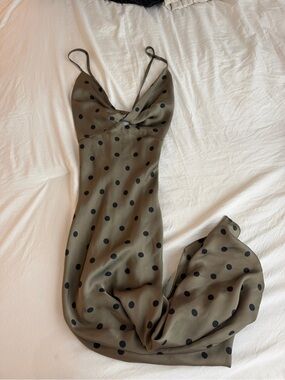 Olive Green Polka Dot Slip Dress